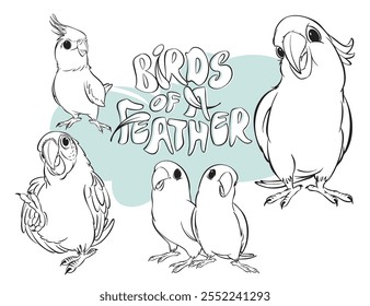 Hand drawn cartoon birds, cartoon doodles, black and white. Hand drawn typography.

Interchangeable, vector images.