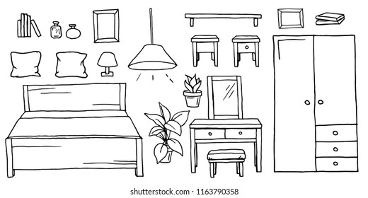 Cartoon Bedroom Black and White Images, Stock Photos & Vectors