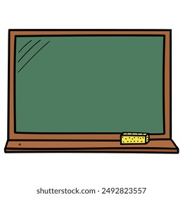 Pizarra de la escuela en blanco dibujado a mano aislado sobre fondo blanco. Ilustración vectorial.