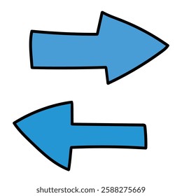 Hand drawn cartoon blue data exchange isolated on a white background. Vector illustration.