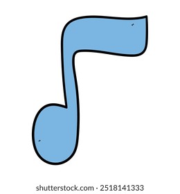 Hand drawn cartoon blue melody symbol isolated on white background. Vector illustration.