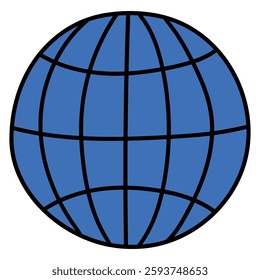 Hand drawn cartoon blue planet earth icon isolated on white background. Vector illustration.