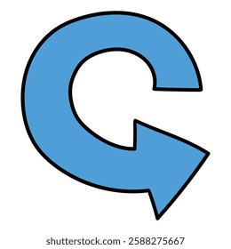 Hand drawn cartoon blue repeat icon isolated on white background. Vector illustration.