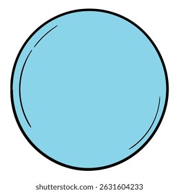 Hand drawn cartoon blue soap bubble isolated on white background. Vector illustration.