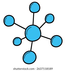 Hand drawn cartoon blue water molecule isolated on white background. Vector illustration.