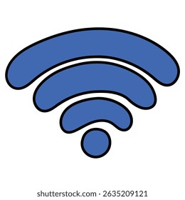 Ícone de wi-fi azul desenhado à mão isolado no fundo branco. Ilustração vetorial.