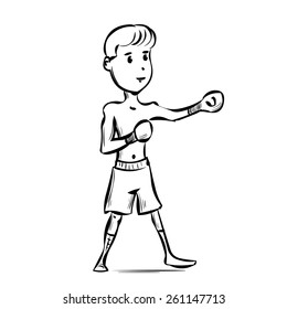 Hand drawn cartoon boxer