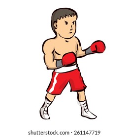 Hand drawn cartoon boxer