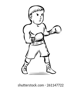 Hand drawn cartoon boxer