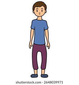 Garoto desenhado à mão isolado no fundo branco. Ilustração vetorial.