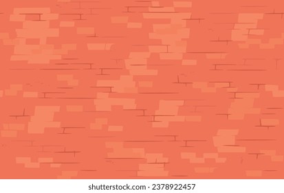 Hand Drawn Cartoon Brick Wall,  Seamless Texture. Simple Orange Background for Games, Print, Textile and Outdoors