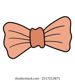 Hand drawn cartoon brown bow isolated on a white background. Vector illustration.
