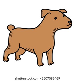 Hand drawn cartoon brown dog isolated on white background. Vector illustration.