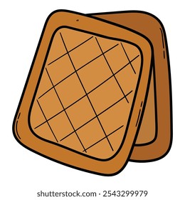 Mão desenhado cartum marrom potholder isolado no fundo branco. Ilustração vetorial.