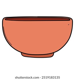 Hand drawn cartoon brown soup bowl isolated on white background. Vector illustration.