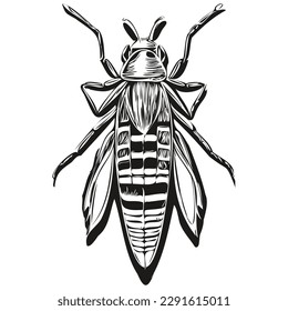 Hand drawn cartoon bug, vector vintage illustration bugs
