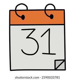 Hand drawn cartoon calendar isolated on a white background. Vector illustration.