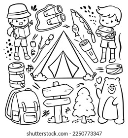 Hand Drawn Cartoon Camping Doodle