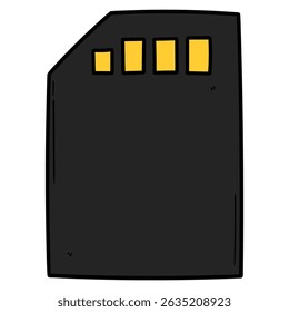 Cartão de memória cd desenhado à mão isolado no fundo branco. Ilustração vetorial.