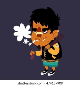 Hand drawn cartoon character. Gangster  vector illustration. 