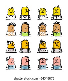 hand drawn cartoon characters - angry people
