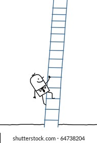 hand drawn cartoon characters - businessman climbing up