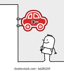 handgezeichnete Figuren - Verbraucher- und Geschäftszeichen - Autos
