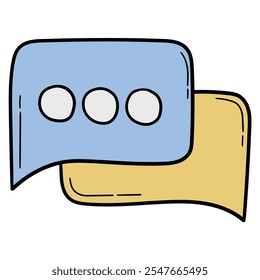 Dibujado a mano icono de chat de dibujos animados aislado en un fondo blanco. Ilustración vectorial.