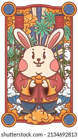 hand drawn cartoon chinese rabbit year rabbit illustration design