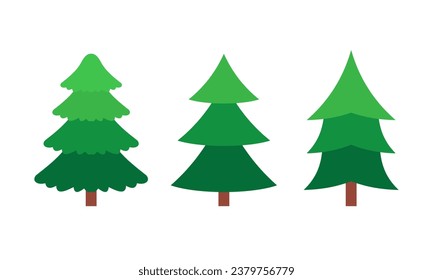 Hand Drawn Cartoon Christmas Trees Collection for Christmas Stock Illustration