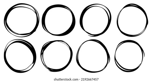 Hand drawn cartoon circle line vector illustration doodle sketch style for concept design.