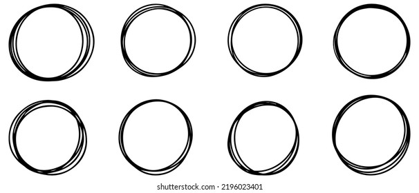 Handgezeichnete Cartoon Circle Linie Vektorgrafik Doodle Sketch Stil für Konzept-Design.