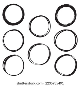 Hand drawn cartoon circle line vector illustration doodle sketch style for concept design.