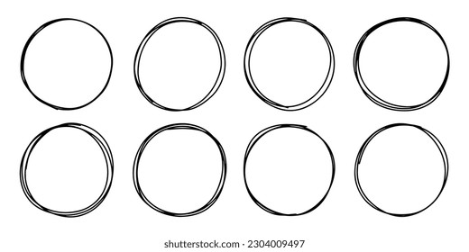 Hand drawn cartoon circle line vector illustration doodle sketch style for concept design.