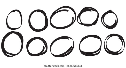 Hand drawn cartoon circle line vector illustration doodle sketch style for concept design.