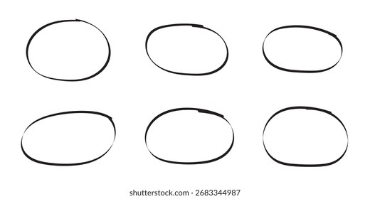 Dibujado a mano línea circular de dibujos animados Ilustración vectorial doodle estilo de boceto para el diseño conceptual. Icono de boceto de línea de círculo negro en estilo dibujado a mano. Ilustración vectorial de garabatos circulares. EPS 10.