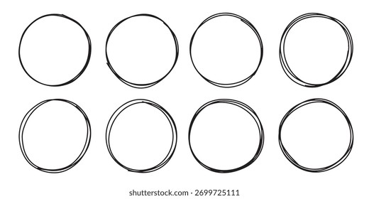 hand drawn cartoon circle-line vector illustration doodle sketch style concept design