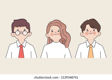 Dibujo manual de un clip de dibujos animados de un empleado de arte en un personaje de trabajo en equipo de oficina.