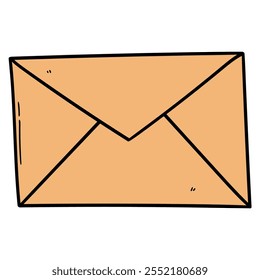 Hand drawn cartoon closed envelope isolated on white background. Vector illustration.