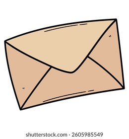 Hand drawn cartoon closed envelope isolated on white background. Vector illustration.