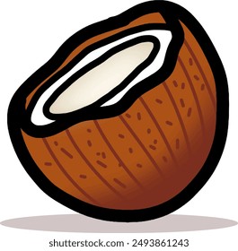 hand drawn cartoon coconut vector