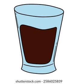 Hand drawn cartoon coffee espresso shot isolated on white background. Vector illustration.