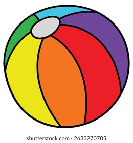 Hand drawn cartoon colored beach ball isolated on white background. Vector illustration.
