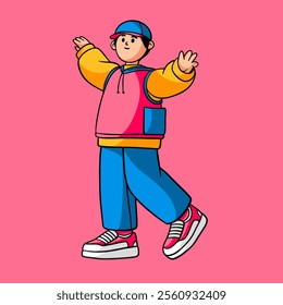 Hand drawn cartoon comic illustration