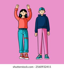 Hand drawn cartoon comic illustration