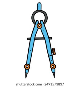 Hand drawn cartoon compass circle isolated on white background. Vector illustration.
