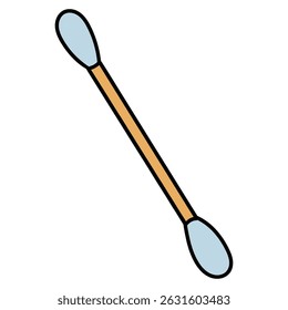 Hand drawn cartoon cotton swab isolated on white background. Vector illustration.