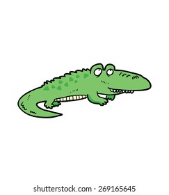 hand drawn cartoon crocodile