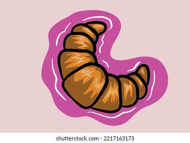 Ilustración croissant de Hand Drawn. Bollería francesa. Haciendo una tienda. Imagen plana vectorial para menús, recetas, cartas y tu creatividad