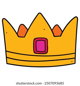 Hand drawn cartoon crown isolated on white background. Vector illustration.